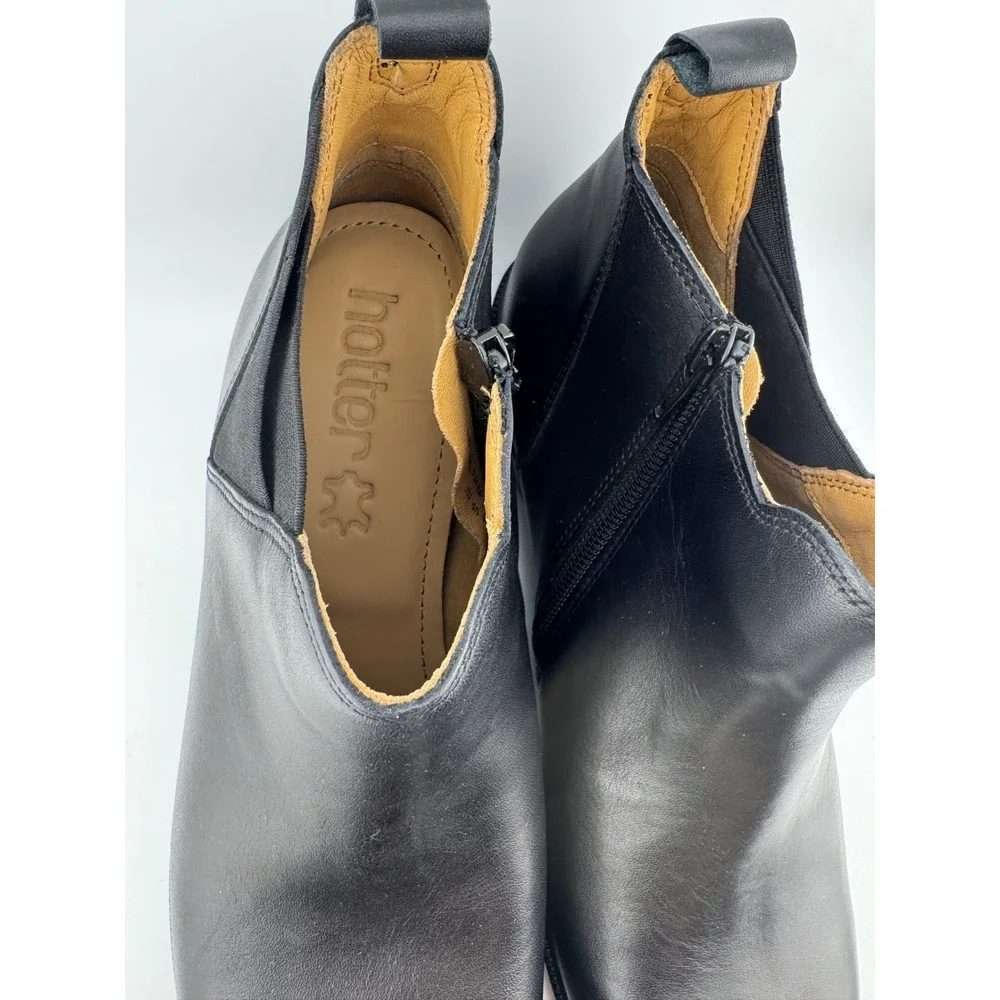 Hotter Ankle Boots‎ 7.5 Black Excellent Leather Side Zip Made in England (1893)